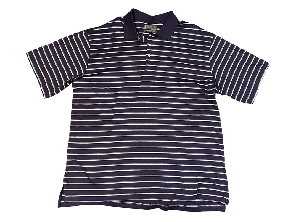 Daniel Cremieux Polo Shirt Mens XL Purple Striped Triple Mercerized Cotton